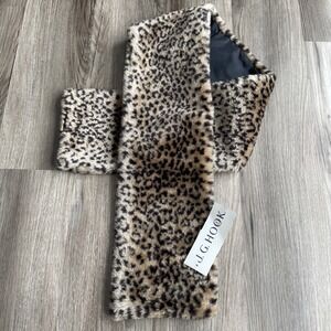 Vintage NEW Faux Fur Leopard Cheetah Animal Print Scarf Neck Wrap Brown 90s Y2K